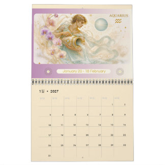 Calendário de Parede do Zodíaco Art Nouveau 2027
