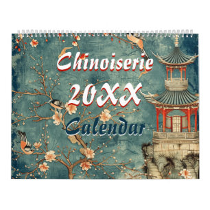 calendário de parede elegante de chinoiserie 2026