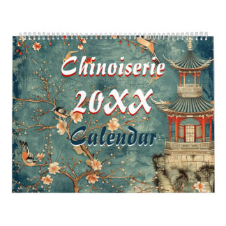 calendário de parede elegante de chinoiserie 2026