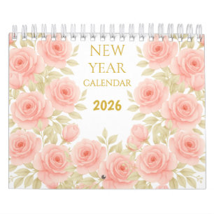 Calendário de Parede Floral Aquarela de Luxo 2026
