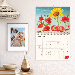 Calendário de Parede Floral Colorido 2027, Art Nou