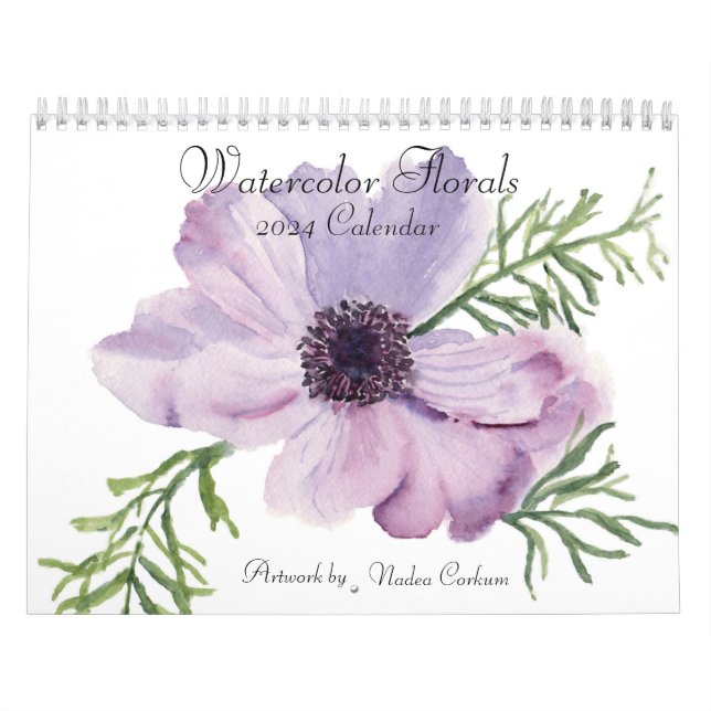 Calendário de Parede Floral de Aquarela (Capa)