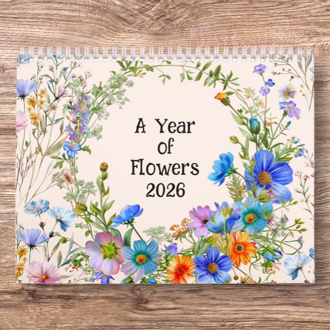 Calendário de Parede - Flores 2026 (2026 Wildflowers Wall Calendar – A Year of Natural Beauty)