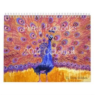 Calendário de parede impresso pavão 2014 da arte