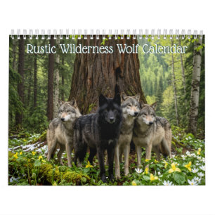 Calendário de Parede Lobo da Selva Rústica