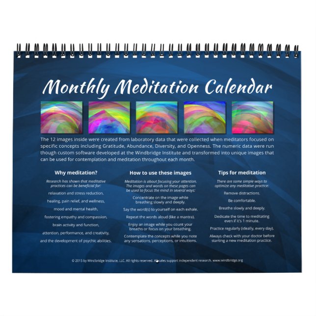 Calendário de parede mensal da meditação (Capa)
