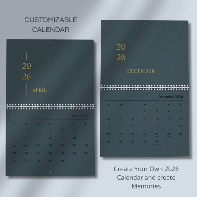 Calendário de Parede Minimalista Moderno 2026 (Criador carregado)