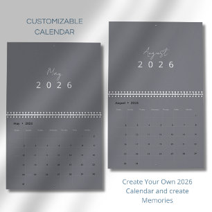 Calendário de Parede Minimalista Moderno 2026