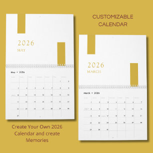 Calendário de Parede Minimalista Moderno 2026 em O