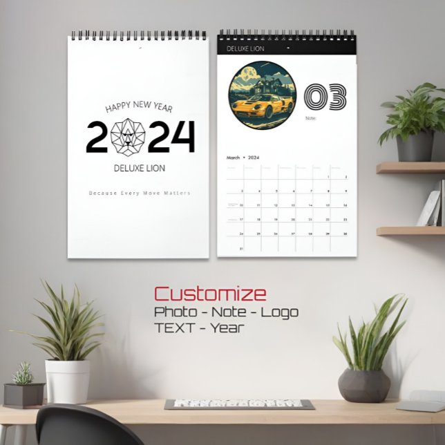Calendário de Parede Minimalista na moda para Empr (Criador carregado)