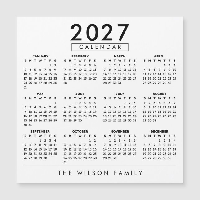 Calendário de Parede Personalizado para Família 20 (Frente)