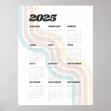 Calendário de Parede Retroativa 2025 - Poster de 1
