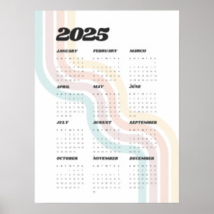 Calendário de Parede Retroativa 2025 - Poster de 1