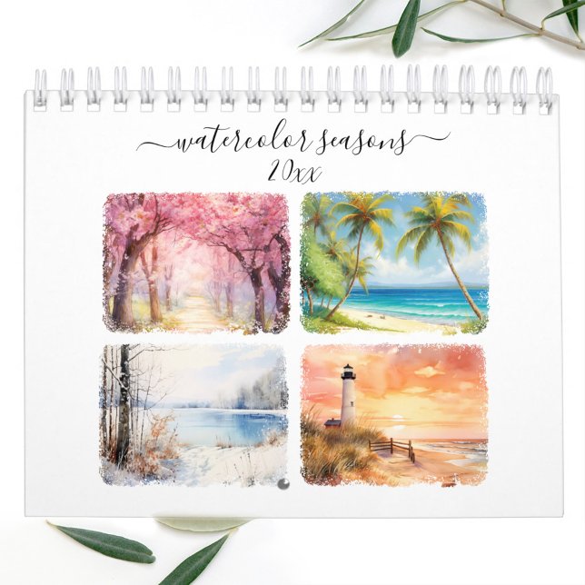 Calendário de Parede Sazonal de Aquarela (Watercolor Seasonal Wall Calendar)