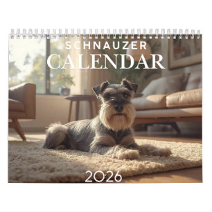 Calendário de Parede Schnauzer 2026 de 12 Meses