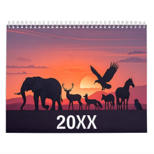 Calendário de Parede Silhueta da Vida Selvagem 202