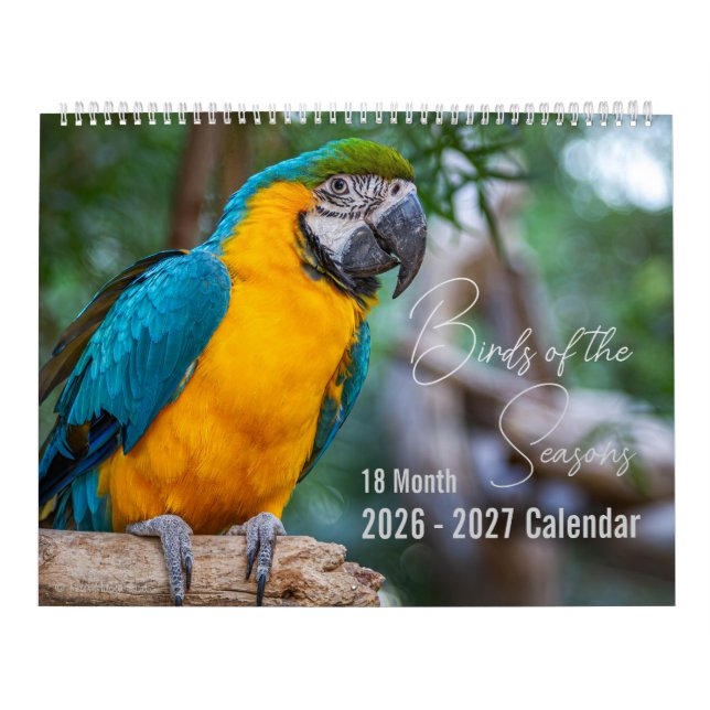 Calendário de Pássaros 18 Meses. Escolha o Mês e A (Capa)