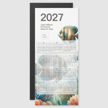 Calendário de Peixes Tropicais 2027 Logo Ímã Cartã
