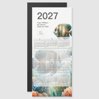 Calendário de Peixes Tropicais 2027 Logo Ímã Cartã