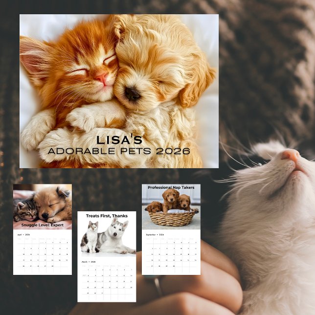Calendário de Pet Adorável 2026 Com Nome (Adorable 2026 Pet Calendar With Name)