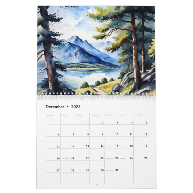 Calendário de Pintura da Natureza Verde (Dez 2026)