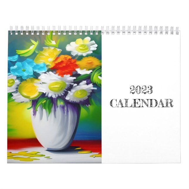 Calendário de Pintura de Flores de Cores Vibrantes (Capa)