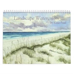Calendário de pintura de paisagem de aquarela
