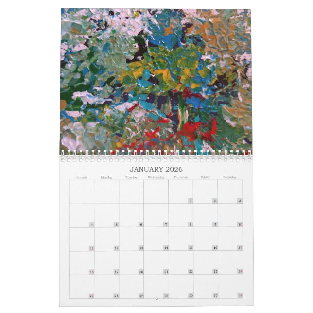 Calendário de pinturas de abstrato art para 2025 (Jan 2026)
