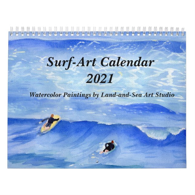 Calendário de Pinturas em Aquarela com Surf 2021 (Capa)
