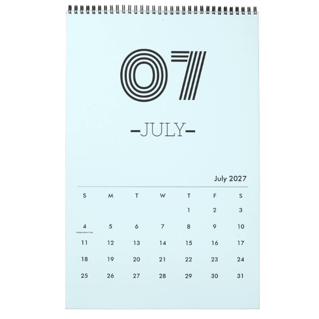 Calendário de Planejadores Minimalista (Jul 2027)