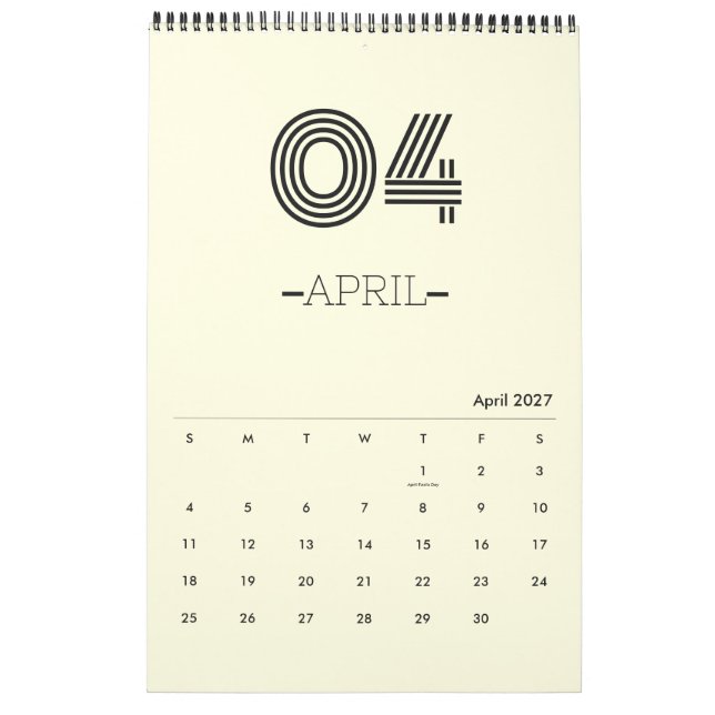 Calendário de Planejadores Minimalista (Abr 2027)