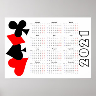 Calendário de Poker 2021 Poster - início na segund