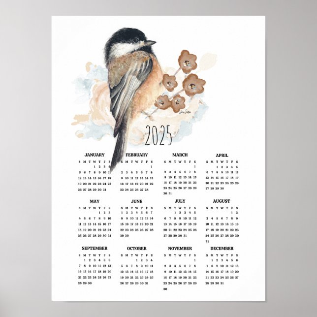 Calendário de Poster de Chickadee 2025 (Frente)