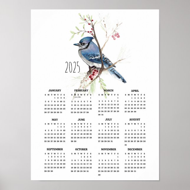 Calendário de Poster de Ficha Azul Anulada 2025 (Frente)