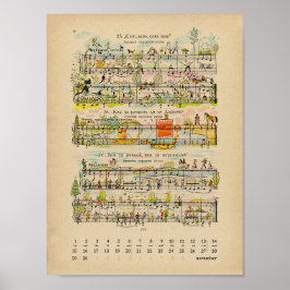 Calendário de Poster de Notas Felizes de Novembro