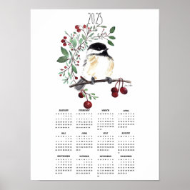 Calendário de Poster do Galho de Fruta do Chapim d