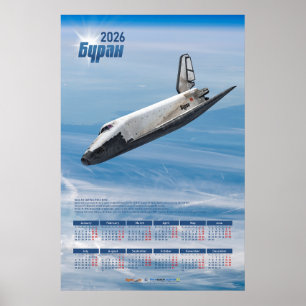 Calendário de Poster do Ônibus Espacial Soviético 