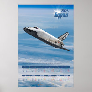 Calendário de Poster do Ônibus Espacial Soviético 