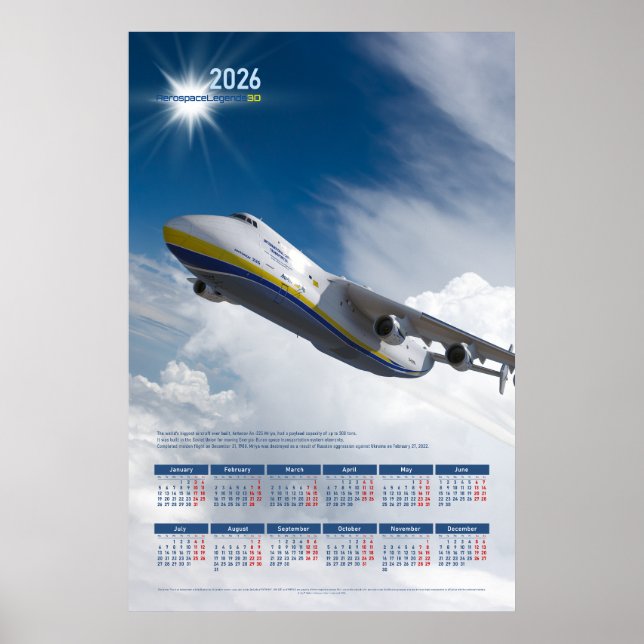 Calendário de Poster em Tributo ao Antonov An-225  (Frente)