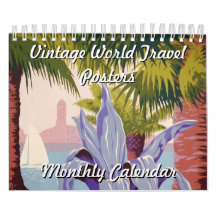 Calendário de Pôsteres de Viagens Antigas pelo Mun