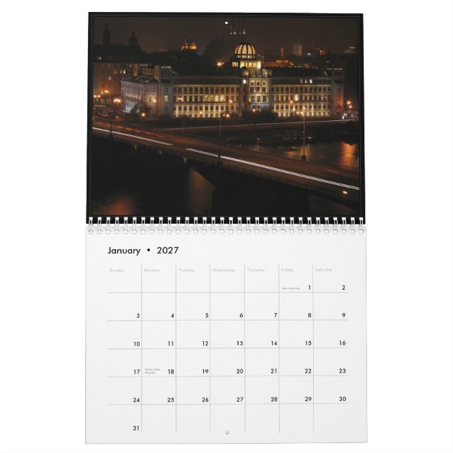 Calendário de Praga 2011 da noite (Jan 2027)