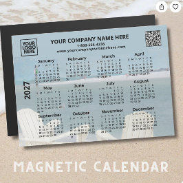 Calendário de Praia em Ímã com Logo de Negócios QR