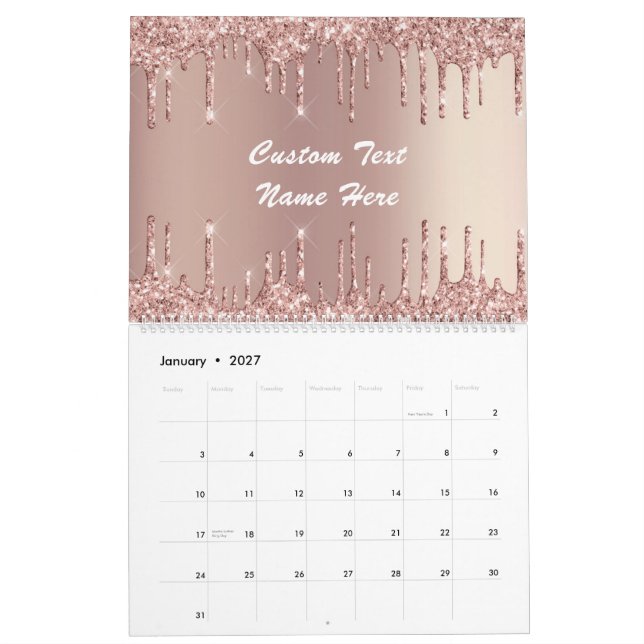 Calendário de Presente de Texto Personalizado da L (Jan 2027)