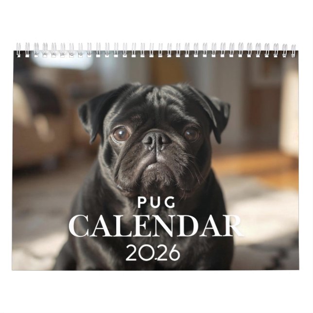 Calendário de Pug 2026 - Calendário de Muro de 12  (Capa)