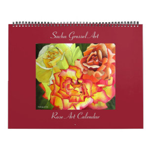 Calendário de Rosa de Aquarelas de Sacha Grossel