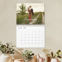 Calendário de Script Chic com Foto Personalizada d