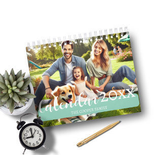 Calendário de Script Moderno de Foto da Família Pe
