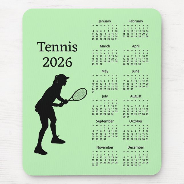 Calendário de Tênis 2026 Mousepad (Frente)