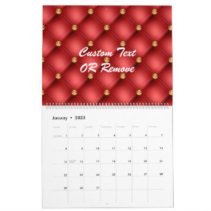 Calendário de Texto de Couro Tufado de Ouros Verme