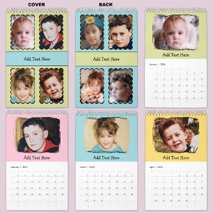 Calendário de texto personalizado com 20 fotos